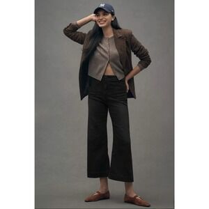 Anthropologie Maeve The Colette High Rise Crop Wide Leg Jeans Women's 27 Black